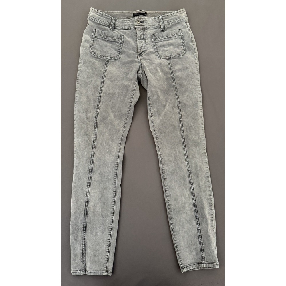 PRANA Corduroy Pants Womens Size 8 Gray Mid Rise Skinny Leg Button Fly